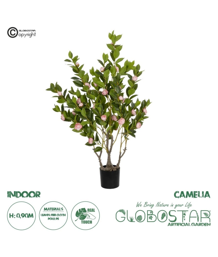GloboStar® Artificial Garden CAMELIA 21115 Τεχνητό Διακοσμητικό Δέντρο Καμέλια Μ50 x Π30 x Υ90cm